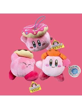 (Lot of 3) Kirby Yummy Donut Plush + Horoscope Nintendo Japan Exclusive NWT 5"
